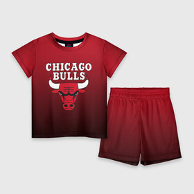 Детский костюм с шортами 3D с принтом CHICAGO BULLS в Екатеринбурге,  |  | bulls | chicago | chicago bulls | nba | red bulls | usa | америка | быки | нба | сша | чикаго буллс