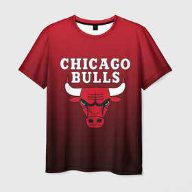 Мужская футболка 3D с принтом CHICAGO BULLS в Екатеринбурге, 100% полиэфир | прямой крой, круглый вырез горловины, длина до линии бедер | bulls | chicago | chicago bulls | nba | red bulls | usa | америка | быки | нба | сша | чикаго буллс
