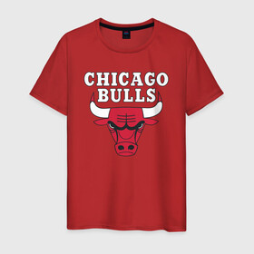 Мужская футболка хлопок с принтом CHICAGO BULLS в Екатеринбурге, 100% хлопок | прямой крой, круглый вырез горловины, длина до линии бедер, слегка спущенное плечо. | bulls | chicago | chicago bulls | nba | red bulls | usa | америка | быки | нба | сша | чикаго буллс