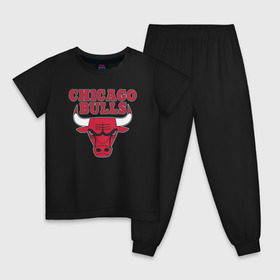 Детская пижама хлопок с принтом CHICAGO BULLS в Екатеринбурге, 100% хлопок |  брюки и футболка прямого кроя, без карманов, на брюках мягкая резинка на поясе и по низу штанин
 | bulls | chicago | chicago bulls | nba | red bulls | usa | америка | быки | нба | сша | чикаго буллс