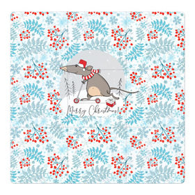Магнитный плакат 3Х3 с принтом Крыса на самокате 2020 в Екатеринбурге, Полимерный материал с магнитным слоем | 9 деталей размером 9*9 см | 2020 | mouse | rat | годкрысы | годмыши | зима | зимняя | крыса | мороз | мышка | мышь | новогодняя | новый год | новый год 2020 | рождество | симолгода | снег | холод