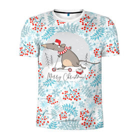 Мужская футболка 3D спортивная с принтом Крыса на самокате 2020 в Екатеринбурге, 100% полиэстер с улучшенными характеристиками | приталенный силуэт, круглая горловина, широкие плечи, сужается к линии бедра | 2020 | mouse | rat | годкрысы | годмыши | зима | зимняя | крыса | мороз | мышка | мышь | новогодняя | новый год | новый год 2020 | рождество | симолгода | снег | холод