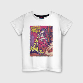 Детская футболка хлопок с принтом Единорог Атакует в Екатеринбурге, 100% хлопок | круглый вырез горловины, полуприлегающий силуэт, длина до линии бедер | comic | horse | unicorn | единорог | комикс