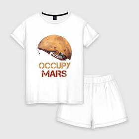 Женская пижама с шортиками хлопок с принтом Захватить Марс в Екатеринбурге, 100% хлопок | футболка прямого кроя, шорты свободные с широкой мягкой резинкой | Тематика изображения на принте: earth | mars | moon | nasa | red | space | астронавт | гагарин | земля | инопланетянин | комета | космонавт | космос | красный | луна | марс | марсианин | мереорит | наса | нло | планета | пришелец | ракета | солнце