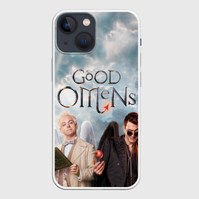 Чехол для iPhone 13 mini с принтом Good Omens в Екатеринбурге,  |  | aziraphale | crowley | david | demon | good | omens | pratchett | tennant | terry | азирафаэль | ангел | благие | демон | дэвид | знамения | кроули | майкл шин | пратчетт | теннант | терри