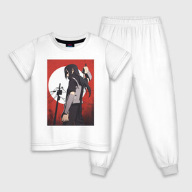 Детская пижама хлопок с принтом Итачи Учиха в Екатеринбурге, 100% хлопок |  брюки и футболка прямого кроя, без карманов, на брюках мягкая резинка на поясе и по низу штанин
 | Тематика изображения на принте: 