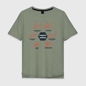 Мужская футболка хлопок Oversize с принтом Химия в Екатеринбурге, 100% хлопок | свободный крой, круглый ворот, “спинка” длиннее передней части | biology | geek | science | биология | гик | молекула | молекулы | наука | физика | химия