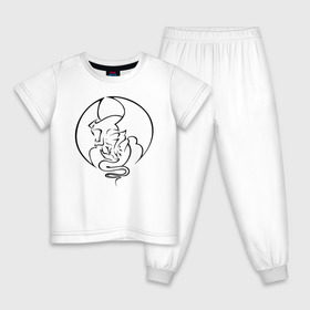 Детская пижама хлопок с принтом Tribal Demon в Екатеринбурге, 100% хлопок |  брюки и футболка прямого кроя, без карманов, на брюках мягкая резинка на поясе и по низу штанин
 | Тематика изображения на принте: 