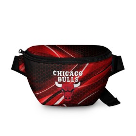 Поясная сумка 3D с принтом CHICAGO BULLS в Екатеринбурге, 100% полиэстер | плотная ткань, ремень с регулируемой длиной, внутри несколько карманов для мелочей, основное отделение и карман с обратной стороны сумки застегиваются на молнию | bulls | chicago | chicago bulls | nba | red bulls | usa | америка | быки | нба | сша | чикаго буллс