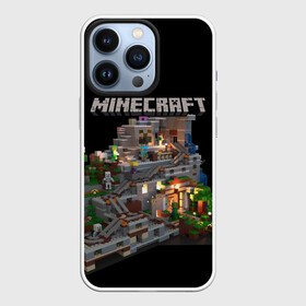 Чехол для iPhone 13 Pro с принтом MINECRAFT в Екатеринбурге,  |  | game | minecraft | блоки | игра | квадраты | компьютерная игра | крипер | майнкрафт