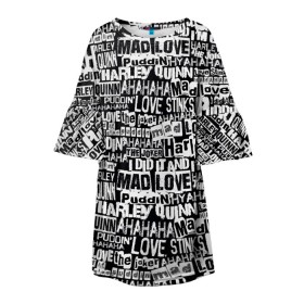 Детское платье 3D с принтом Mad Love в Екатеринбурге, 100% полиэстер | прямой силуэт, чуть расширенный к низу. Круглая горловина, на рукавах — воланы | harleen quinzel | harley | harley quin | harley quinn | харли квин | харли квинн | харли куин | харли куинн | харлин квинзель