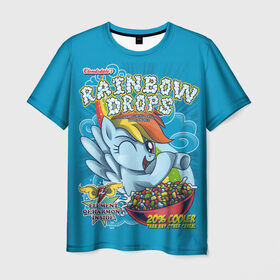 Мужская футболка 3D с принтом Rainbow brops в Екатеринбурге, 100% полиэфир | прямой крой, круглый вырез горловины, длина до линии бедер | applejack | little | magic | mlp | my | pinkie pie | pony | rainbow dash | rarity | twilight | дракон | дружба | единорог | искорка | пони | селестия | спайк | сумеречная | это чудо