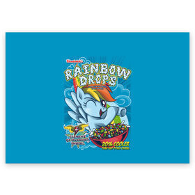 Поздравительная открытка с принтом Rainbow brops в Екатеринбурге, 100% бумага | плотность бумаги 280 г/м2, матовая, на обратной стороне линовка и место для марки
 | applejack | little | magic | mlp | my | pinkie pie | pony | rainbow dash | rarity | twilight | дракон | дружба | единорог | искорка | пони | селестия | спайк | сумеречная | это чудо