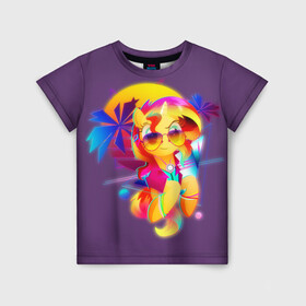 Детская футболка 3D с принтом My little pony в Екатеринбурге, 100% гипоаллергенный полиэфир | прямой крой, круглый вырез горловины, длина до линии бедер, чуть спущенное плечо, ткань немного тянется | applejack | little | magic | mlp | my | pinkie pie | pony | rainbow dash | rarity | twilight | дракон | дружба | единорог | искорка | пони | селестия | спайк | сумеречная | это чудо
