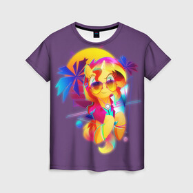 Женская футболка 3D с принтом My little pony в Екатеринбурге, 100% полиэфир ( синтетическое хлопкоподобное полотно) | прямой крой, круглый вырез горловины, длина до линии бедер | applejack | little | magic | mlp | my | pinkie pie | pony | rainbow dash | rarity | twilight | дракон | дружба | единорог | искорка | пони | селестия | спайк | сумеречная | это чудо