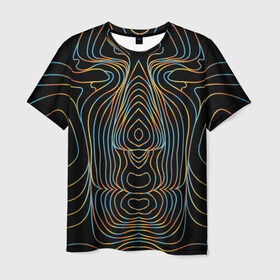 Мужская футболка 3D с принтом Психоделия в Екатеринбурге, 100% полиэфир | прямой крой, круглый вырез горловины, длина до линии бедер | необычная куртка | необычная футболка | неоновый принт | оригинальная куртка | оригинальный принт | психоделика | психоделический узор | психоделия | футболка оригинальная