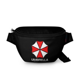 Поясная сумка 3D с принтом UMBRELLA CORP в Екатеринбурге, 100% полиэстер | плотная ткань, ремень с регулируемой длиной, внутри несколько карманов для мелочей, основное отделение и карман с обратной стороны сумки застегиваются на молнию | Тематика изображения на принте: ada wong | biohazard | leon | nemesis | project resistance | raccoon city | re | re3 | resident evil | resident evil 3 | rpd | stars | umbrella | ада вонг | амбрелла | немезис | ужасы