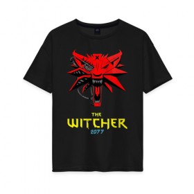 Женская футболка хлопок Oversize с принтом Witcher 2077 в Екатеринбурге, 100% хлопок | свободный крой, круглый ворот, спущенный рукав, длина до линии бедер
 | 