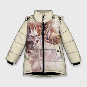 Зимняя куртка для девочек 3D с принтом Princess Mononoke в Екатеринбурге, ткань верха — 100% полиэстер; подклад — 100% полиэстер, утеплитель — 100% полиэстер. | длина ниже бедра, удлиненная спинка, воротник стойка и отстегивающийся капюшон. Есть боковые карманы с листочкой на кнопках, утяжки по низу изделия и внутренний карман на молнии. 

Предусмотрены светоотражающий принт на спинке, радужный светоотражающий элемент на пуллере молнии и на резинке для утяжки. | eboshi | ghibli | hayao | hime | lady | miyazaki | mononoke | princess | studio | аситака | волчица | гибли | дух леса | мононоке | моро | сан
