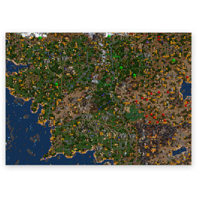 Поздравительная открытка с принтом Карта в Heroes 3 в Екатеринбурге, 100% бумага | плотность бумаги 280 г/м2, матовая, на обратной стороне линовка и место для марки
 | game | heroes | heroes iii | битва | бои | бой | варвар | видеоигра | герои | герои 3 | дуэли | дуэль | замки | замок | земли | земля | игра | карта | карты | киберспорт | континент | маг | маги | орки | редактор карт