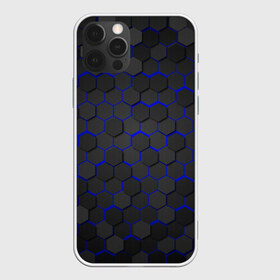 Чехол для iPhone 12 Pro Max с принтом OCTAGON синий в Екатеринбурге, Силикон |  | Тематика изображения на принте: neon octagon | octagon | неон | неоновые соты | синие соты | синие соты в неоне | шестиугольники