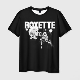 Мужская футболка 3D с принтом Roxette в Екатеринбурге, 100% полиэфир | прямой крой, круглый вырез горловины, длина до линии бедер | Тематика изображения на принте: pop | rock | roxette | мари фредрикссон | пер гессле | поп | поп рок. евро поп | рок | роксет | роксэт