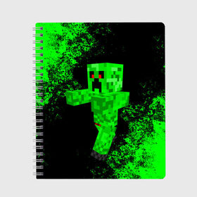 Тетрадь с принтом MINECRAFT в Екатеринбурге, 100% бумага | 48 листов, плотность листов — 60 г/м2, плотность картонной обложки — 250 г/м2. Листы скреплены сбоку удобной пружинной спиралью. Уголки страниц и обложки скругленные. Цвет линий — светло-серый
 | Тематика изображения на принте: game | minecraft | блоки | игра | квадраты | компьютерная игра | крипер | майнкрафт