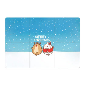 Магнитный плакат 3Х2 с принтом Molang. Merry Christmas в Екатеринбурге, Полимерный материал с магнитным слоем | 6 деталей размером 9*9 см | chicken | christmas | deer | korea | molang | newyear | piupiu | rabbit | smow | snowflakes | winter | год | зима | корея | кролик | моланг | новый | олень | пиу | рождество | снег | снежинка