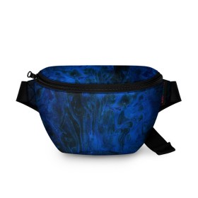 Поясная сумка 3D с принтом BLUE GLOSS в Екатеринбурге, 100% полиэстер | плотная ткань, ремень с регулируемой длиной, внутри несколько карманов для мелочей, основное отделение и карман с обратной стороны сумки застегиваются на молнию | abstraction | blue | cosmos | gloss | kosmos | neon | trend | абстракция | акрил | акриловые | блеск | кислотный | космос | краски | синий