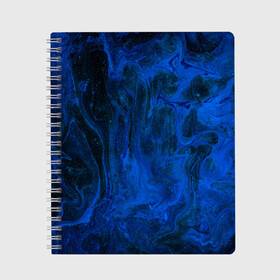 Тетрадь с принтом BLUE GLOSS в Екатеринбурге, 100% бумага | 48 листов, плотность листов — 60 г/м2, плотность картонной обложки — 250 г/м2. Листы скреплены сбоку удобной пружинной спиралью. Уголки страниц и обложки скругленные. Цвет линий — светло-серый
 | abstraction | blue | cosmos | gloss | kosmos | neon | trend | абстракция | акрил | акриловые | блеск | кислотный | космос | краски | синий