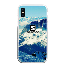 Чехол для iPhone XS Max матовый с принтом SALOMON в Екатеринбурге, Силикон | Область печати: задняя сторона чехла, без боковых панелей | salomon | горы | снег | спорт