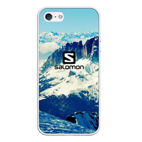 Чехол для iPhone 5/5S матовый с принтом SALOMON в Екатеринбурге, Силикон | Область печати: задняя сторона чехла, без боковых панелей | salomon | горы | снег | спорт