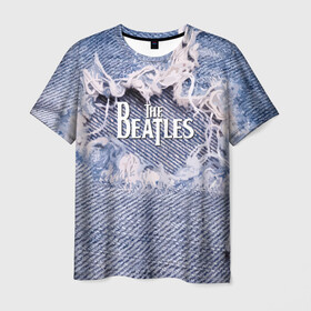 Мужская футболка 3D с принтом The Beatles в Екатеринбурге, 100% полиэфир | прямой крой, круглый вырез горловины, длина до линии бедер | Тематика изображения на принте: england | group | jeans | legend | liverpool | music | rock | the beatles | англия | битлз | группа | джинса | легенда | ливерпуль | музыка | рок