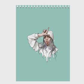 Скетчбук с принтом Billie Eilish Mint Art в Екатеринбурге, 100% бумага
 | 48 листов, плотность листов — 100 г/м2, плотность картонной обложки — 250 г/м2. Листы скреплены сверху удобной пружинной спиралью | Тематика изображения на принте: bad | bad guy | billi | billie | billie eilish | eilish | good girl | music | swag | айлиш | беляш | били | били айлиш | билли | билли айлиш | билли эйлиш | биляш | музка | певица | эйлиш