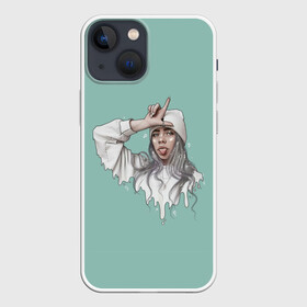 Чехол для iPhone 13 mini с принтом Billie Eilish Mint Art в Екатеринбурге,  |  | Тематика изображения на принте: bad | bad guy | billi | billie | billie eilish | eilish | good girl | music | swag | айлиш | беляш | били | били айлиш | билли | билли айлиш | билли эйлиш | биляш | музка | певица | эйлиш