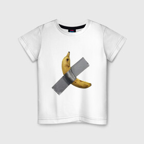 Детская футболка хлопок с принтом  Банан за 120 тысяч долларов в Екатеринбурге, 100% хлопок | круглый вырез горловины, полуприлегающий силуэт, длина до линии бедер | art basel | banan | mem | memas | meme | мем | мемас | мемчик