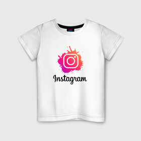 Детская футболка хлопок с принтом INSTAGRAM в Екатеринбурге, 100% хлопок | круглый вырез горловины, полуприлегающий силуэт, длина до линии бедер | insta | instagram | instagramm | social | видео | инста | инстаграм | инстаграмм | приложение | социальная сеть | фото