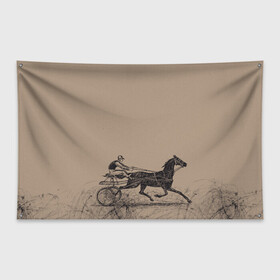Флаг-баннер с принтом лошадь с колесницей в Екатеринбурге, 100% полиэстер | размер 67 х 109 см, плотность ткани — 95 г/м2; по краям флага есть четыре люверса для крепления | животные | конный спорт | конь | лошадь | наездник | спорт