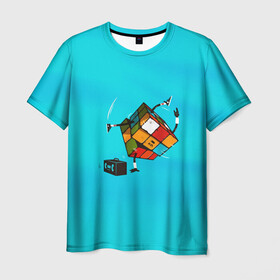 Мужская футболка 3D с принтом Кубик Рубика танцор в Екатеринбурге, 100% полиэфир | прямой крой, круглый вырез горловины, длина до линии бедер | mathematica | кубик | магия. формулы | математика | наука | рубика | соберись | танец | технарь