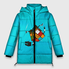 Женская зимняя куртка 3D с принтом Кубик Рубика танцор в Екатеринбурге, верх — 100% полиэстер; подкладка — 100% полиэстер; утеплитель — 100% полиэстер | длина ниже бедра, силуэт Оверсайз. Есть воротник-стойка, отстегивающийся капюшон и ветрозащитная планка. 

Боковые карманы с листочкой на кнопках и внутренний карман на молнии | mathematica | кубик | магия. формулы | математика | наука | рубика | соберись | танец | технарь