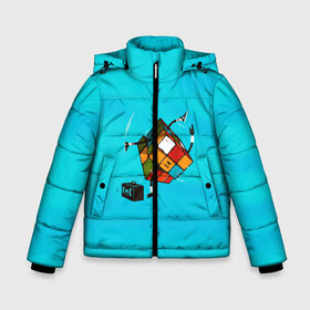 Зимняя куртка для мальчиков 3D с принтом Кубик Рубика танцор в Екатеринбурге, ткань верха — 100% полиэстер; подклад — 100% полиэстер, утеплитель — 100% полиэстер | длина ниже бедра, удлиненная спинка, воротник стойка и отстегивающийся капюшон. Есть боковые карманы с листочкой на кнопках, утяжки по низу изделия и внутренний карман на молнии. 

Предусмотрены светоотражающий принт на спинке, радужный светоотражающий элемент на пуллере молнии и на резинке для утяжки | Тематика изображения на принте: mathematica | кубик | магия. формулы | математика | наука | рубика | соберись | танец | технарь