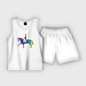Детская пижама с шортами хлопок с принтом Всадник на коне в Екатеринбурге,  |  | животные | конный спорт | конь | лошадь | наездник | спорт | стикер