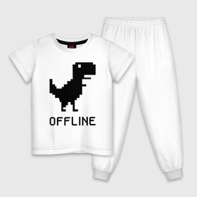 Детская пижама хлопок с принтом Offline в Екатеринбурге, 100% хлопок |  брюки и футболка прямого кроя, без карманов, на брюках мягкая резинка на поясе и по низу штанин
 | Тематика изображения на принте: dinosaur | google | internet | offline | гугл | динозавр | интернет | офлайн | оффлайн