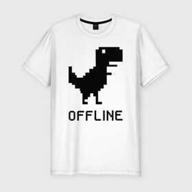 Мужская футболка хлопок Slim с принтом Offline в Екатеринбурге, 92% хлопок, 8% лайкра | приталенный силуэт, круглый вырез ворота, длина до линии бедра, короткий рукав | dinosaur | google | internet | offline | гугл | динозавр | интернет | офлайн | оффлайн