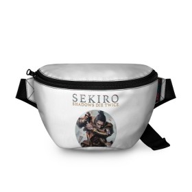 Поясная сумка 3D с принтом Sekiro в Екатеринбурге, 100% полиэстер | плотная ткань, ремень с регулируемой длиной, внутри несколько карманов для мелочей, основное отделение и карман с обратной стороны сумки застегиваются на молнию | action | game | japan | sekiro | shadows die twice | wolf | воин | волк | игра | сенгоку | экшен | япония