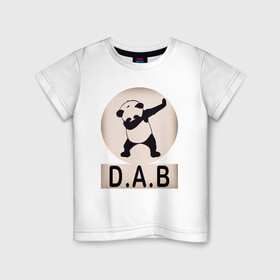 Детская футболка хлопок с принтом DAB Panda в Екатеринбурге, 100% хлопок | круглый вырез горловины, полуприлегающий силуэт, длина до линии бедер | Тематика изображения на принте: best | dab | dabbig | dance | freedom | hip hop | music | panda | rap | даб | даббинг | животные | крутой | лучший | медведь | музыка | панда | рэп | рэпер | свобода | танец | хип хоп