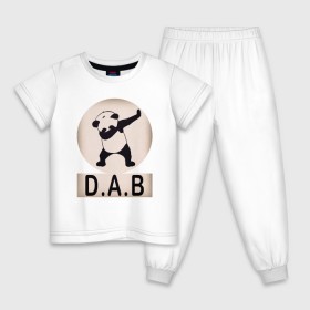 Детская пижама хлопок с принтом DAB Panda в Екатеринбурге, 100% хлопок |  брюки и футболка прямого кроя, без карманов, на брюках мягкая резинка на поясе и по низу штанин
 | best | dab | dabbig | dance | freedom | hip hop | music | panda | rap | даб | даббинг | животные | крутой | лучший | медведь | музыка | панда | рэп | рэпер | свобода | танец | хип хоп