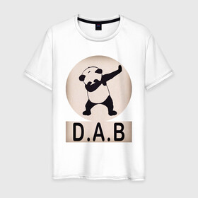 Мужская футболка хлопок с принтом DAB Panda в Екатеринбурге, 100% хлопок | прямой крой, круглый вырез горловины, длина до линии бедер, слегка спущенное плечо. | best | dab | dabbig | dance | freedom | hip hop | music | panda | rap | даб | даббинг | животные | крутой | лучший | медведь | музыка | панда | рэп | рэпер | свобода | танец | хип хоп