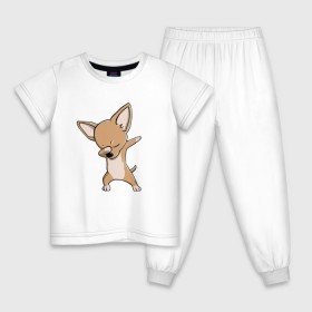 Детская пижама хлопок с принтом Dabbing Dog в Екатеринбурге, 100% хлопок |  брюки и футболка прямого кроя, без карманов, на брюках мягкая резинка на поясе и по низу штанин
 | Тематика изображения на принте: 