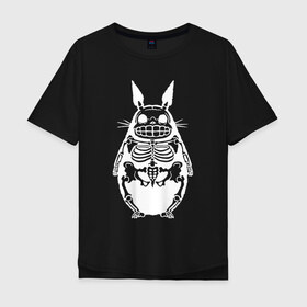Мужская футболка хлопок Oversize с принтом Тоторо в Екатеринбурге, 100% хлопок | свободный крой, круглый ворот, “спинка” длиннее передней части | animal | anime | forest | japan | totoro | аниме | божество | дух | животное | зверь | лес | мой | сосед | тоторо | хранитель | япония